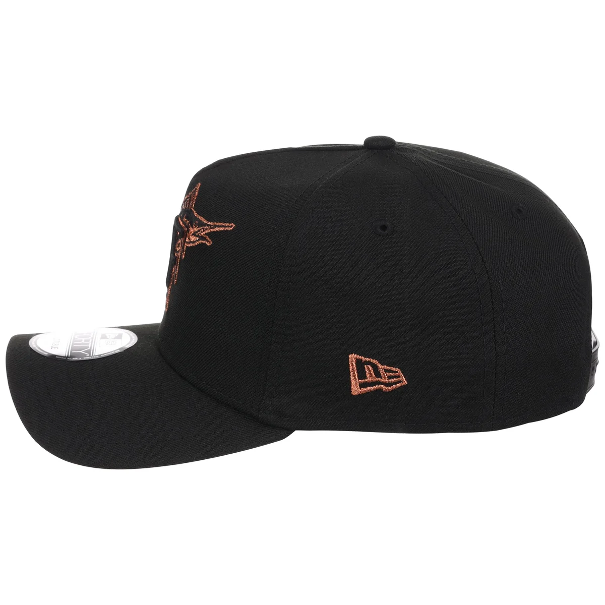 Miami Marlins MLB Black x Rust FASHION CORE New Era 9FORTY A-Frame detail view