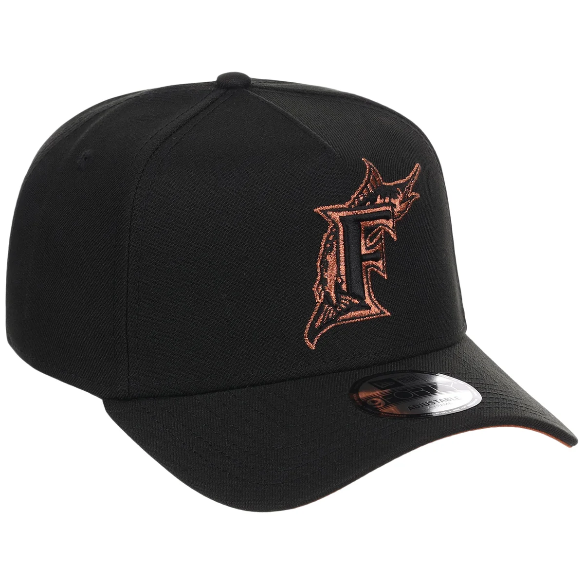 Miami Marlins MLB Black x Rust FASHION CORE New Era 9FORTY A-Frame front view
