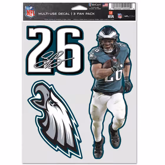 Saquon Barkley #26 Philadelphia Eagles Player NFL Decals Set (3 Pcs.) view 1