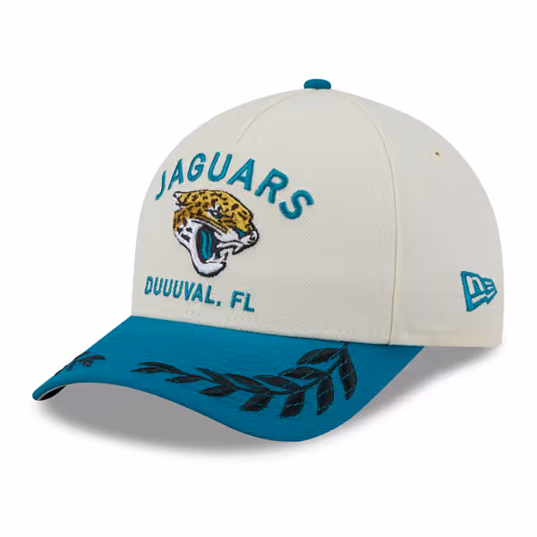 Jacksonville Jaguars 2025 NFL Draft 9FORTY M-Crown A-Frame Snapback Cap Cream product photo