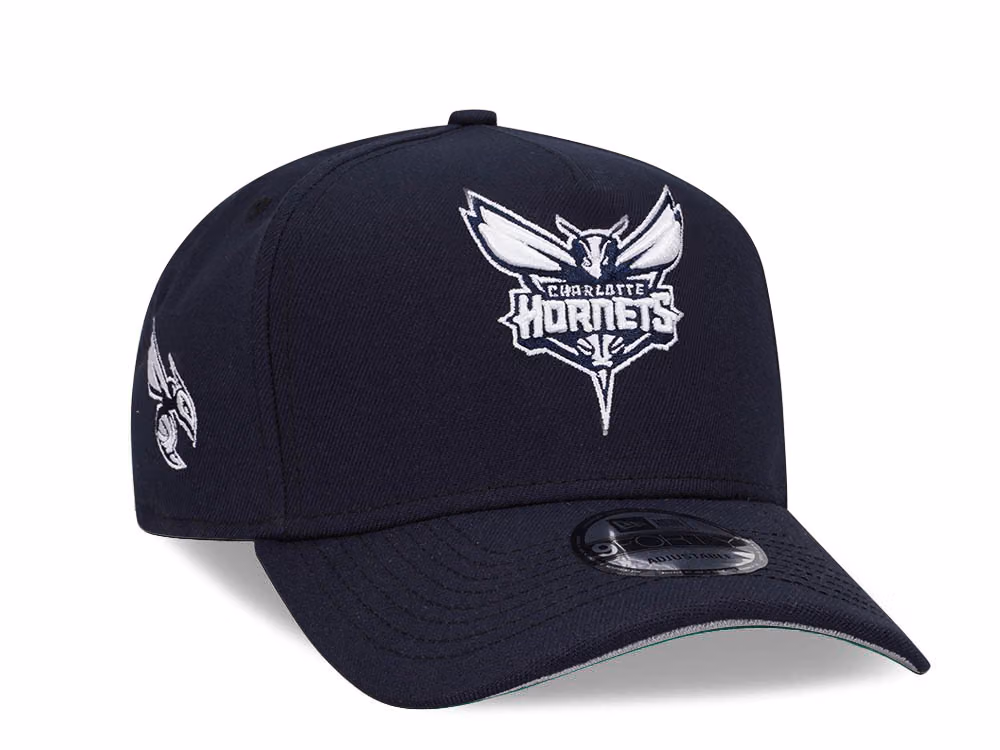 New Era Charlotte Hornets C Dub Navy 9Forty A Frame Snapback Hat front