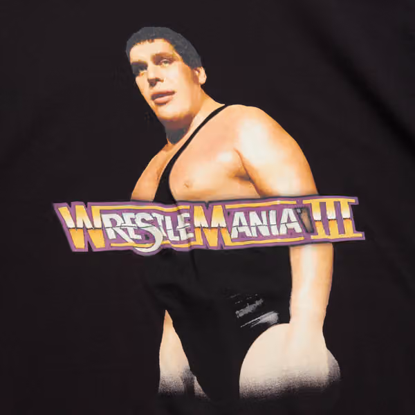 WrestleMania III Andre The Giant Mitchell & Ness WWE T-Shirt Black view 3