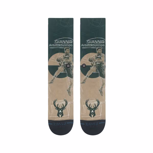 Giannis Antetokounmpo Milwaukee Bucks Stance Pasted Crew Socks view 2