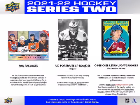 2021/22 Upper Deck Series 2 NHL Hockey Hobby Box view 3