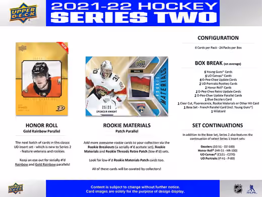 2021/22 Upper Deck Series 2 NHL Hockey Hobby Box view 4