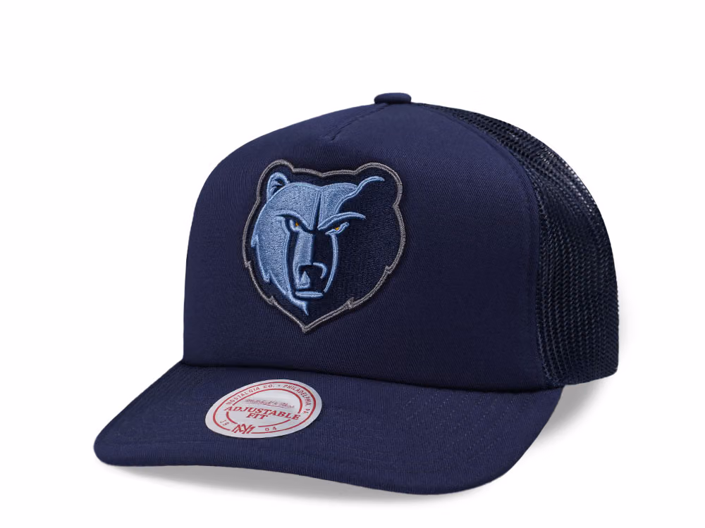 Mitchell & Ness Memphis Grizzlies Navy Trucker Adjustable Fit Snapback Hat front