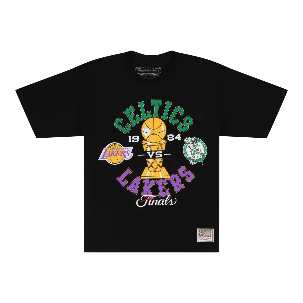 Los Angeles Lakers vs Boston Celtics 1984 NBA Historic Finals Mitchell & Ness T-Shirt front view