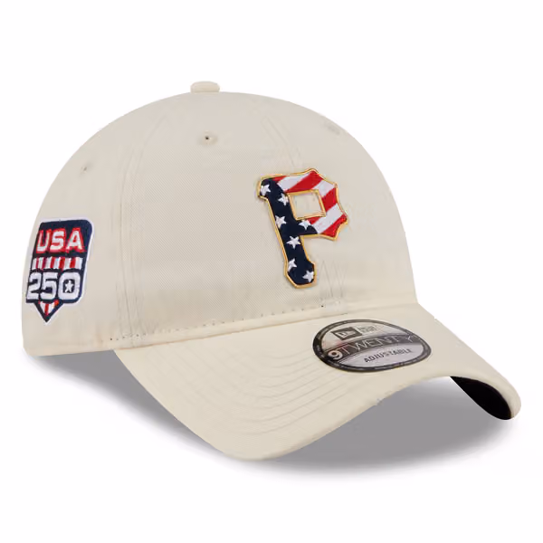 Pittsburgh Pirates 4th of July USA 250 9TWENTY Adjustable Cap Cream product photo
