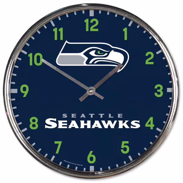 Seattle Seahawks Chrome NFL Team Design Wall Clock view 1