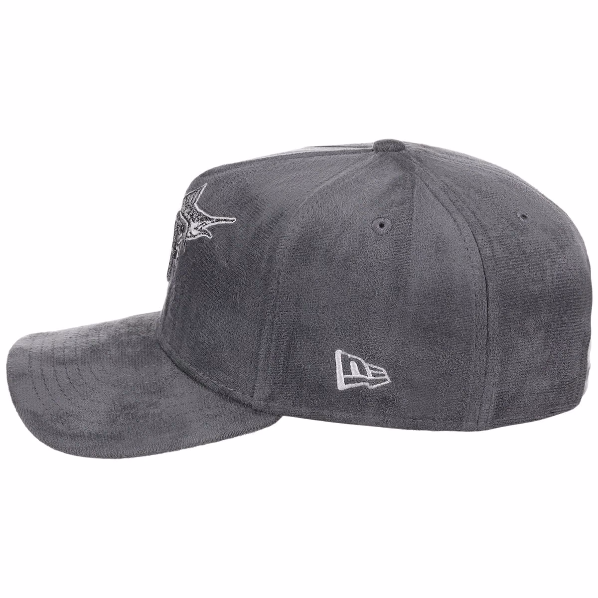 Miami Marlins MLB Gray x Suede FASHION CORE New Era 9FORTY A-Frame detail view