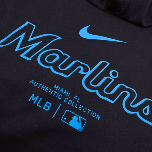 Miami Marlins 2024 MLB Authentic Practice Nike Therma Hoodie Black view 3
