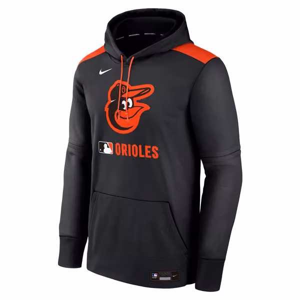 Baltimore Orioles 2025 MLB Authentic Performance Therma Hoodie Black view 1