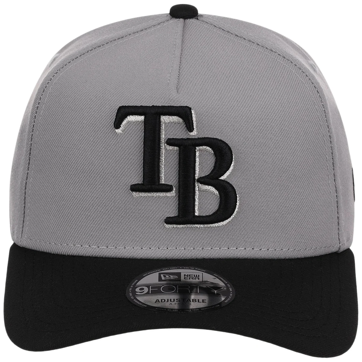 Tampa Bay Rays MLB Gray x Black FASHION CORE New Era 9FORTY A-Frame detail view