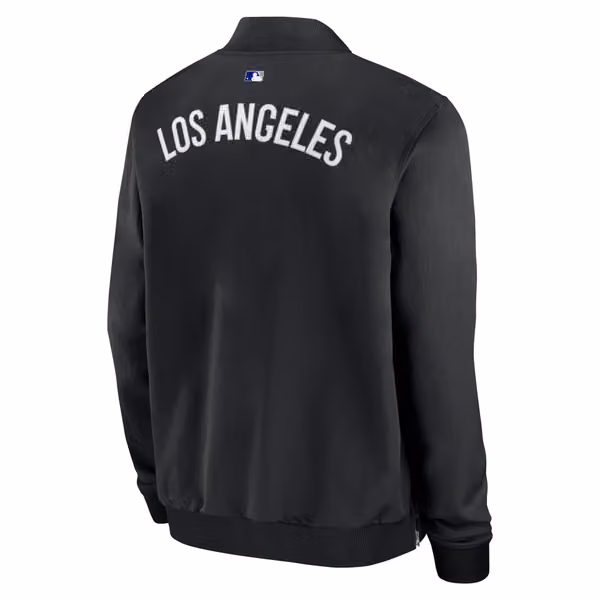Los Angeles Dodgers 2026 MLB Authentic Dugout Bomber Jacket Black view 3