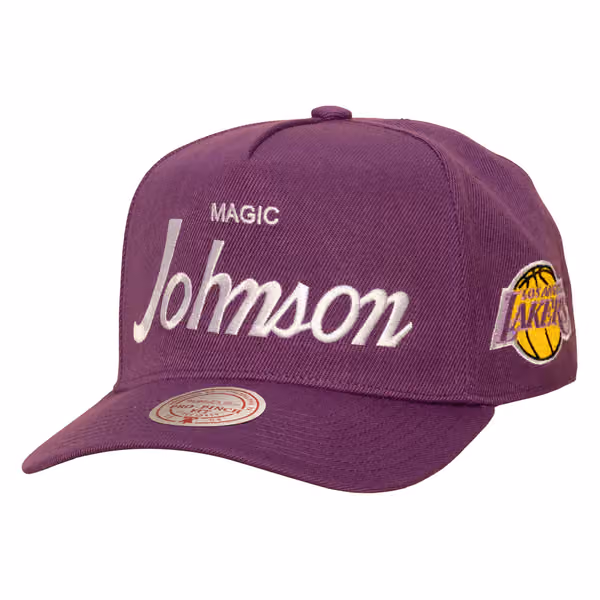 Magic Johnson Los Angeles Lakers Pro Pinch Snapback NBA Cap Purple product photo