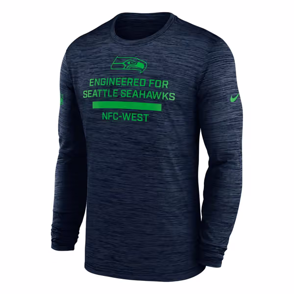 Seattle Seahawks 2025 NFL Sideline Nike Velocity Performance Long Sleeve T-Shirt Navy view 1