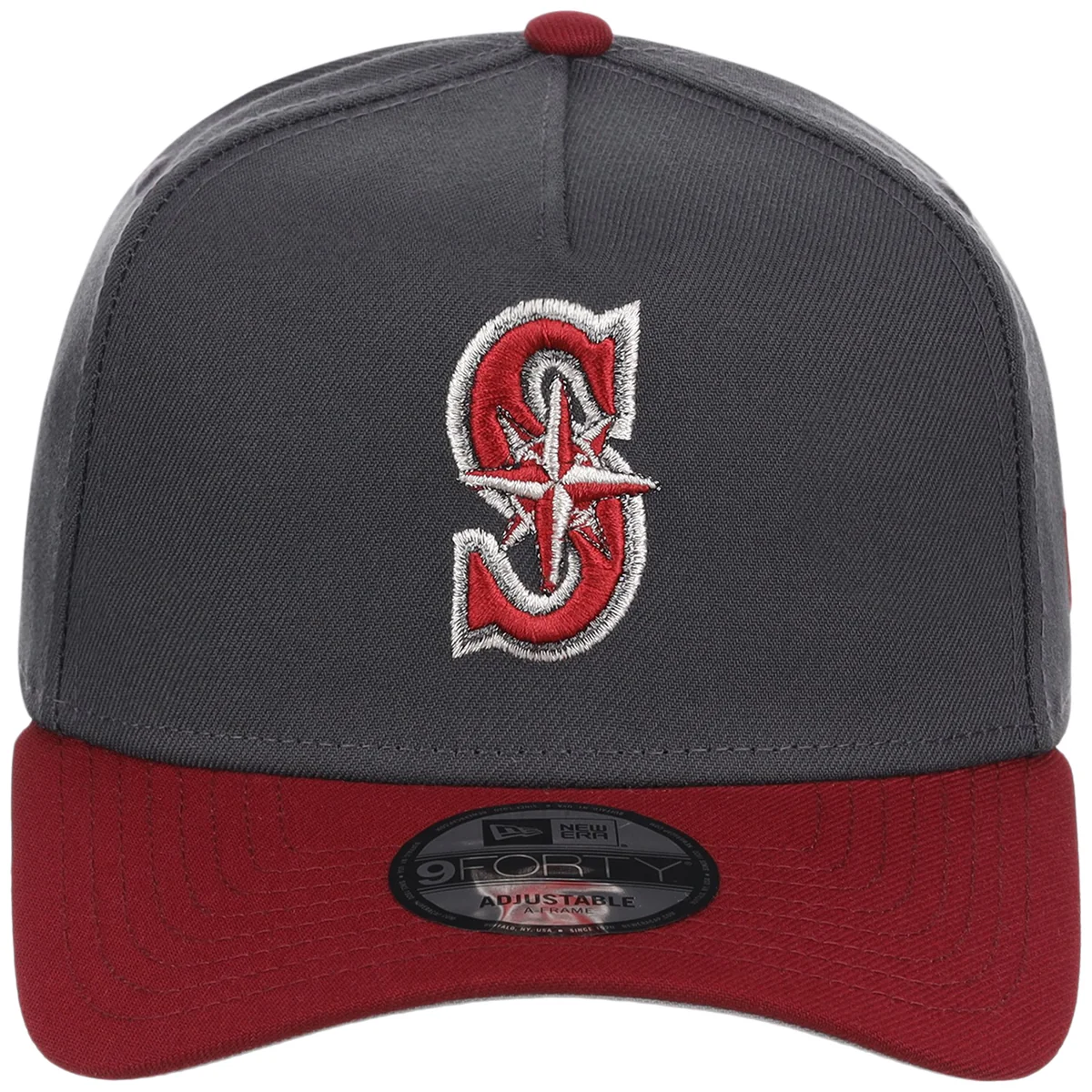 Seattle Mariners MLB Graphite x Cardinal FASHION CORE New Era 9FORTY A-Frame detail view