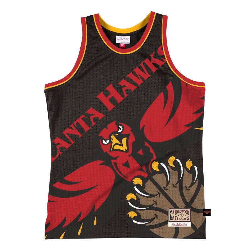 Atlanta Hawks Big Face 2.0 Mitchell & Ness NBA Jersey Black view 1