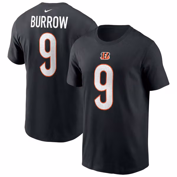 Joe Burrow #9 Cincinnati Bengals Nike Player NFL T-Shirt Black view 1