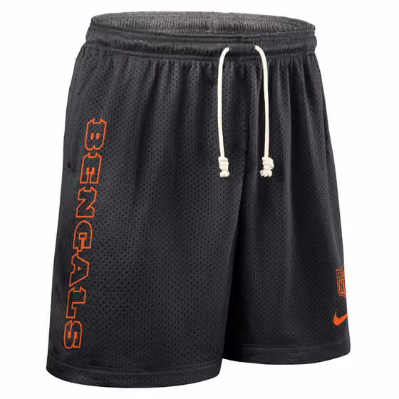 Cincinnati Bengals 2025 NFL Sideline Reversible Mesh Nike Dri-FIT Shorts Black view 2