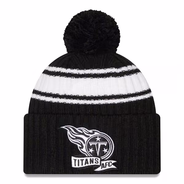 Tennessee Titans Official 2022 NFL Sideline New Era Sport Knit Hat Black & White product photo