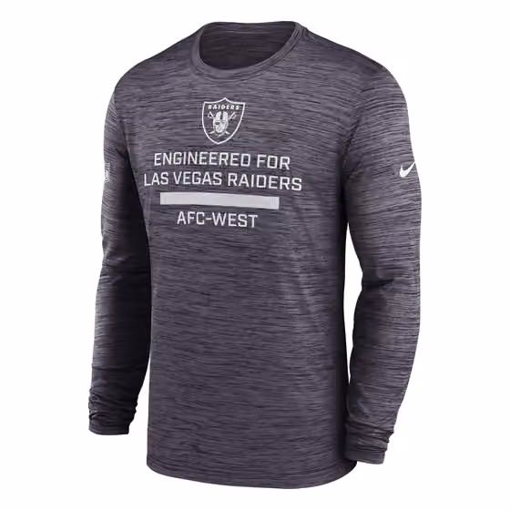 Las Vegas Raiders 2025 NFL Sideline Nike Velocity Performance Long Sleeve T-Shirt Gray view 1