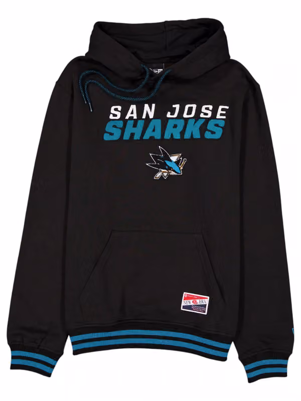 San Jose Sharks Felt Logo Throwback NHL Hoodie Black view 1