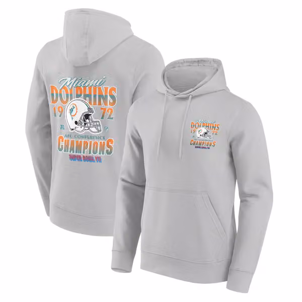 Miami Dolphins 1972 AFC Champions NFL Hoodie Gray view 1
