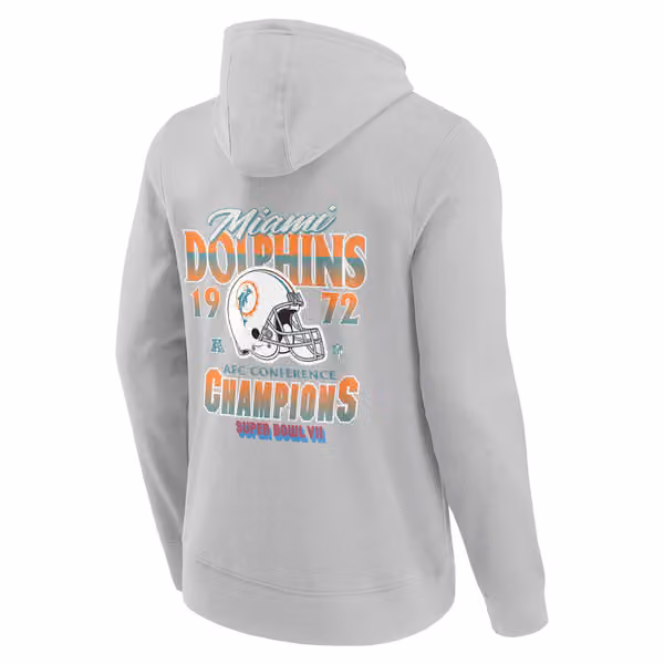 Miami Dolphins 1972 AFC Champions NFL Hoodie Gray view 3