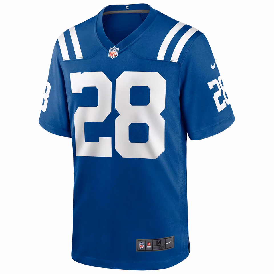 Jonathan Taylor #28 Indianapolis Colts Nike Game NFL Jersey Blue view 2