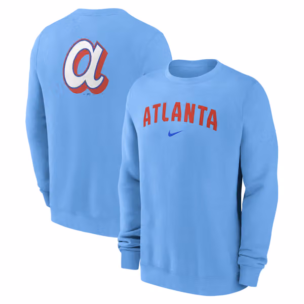 Atlanta Braves City Connect 2-Hit Club Crew Pullover Blue view 1