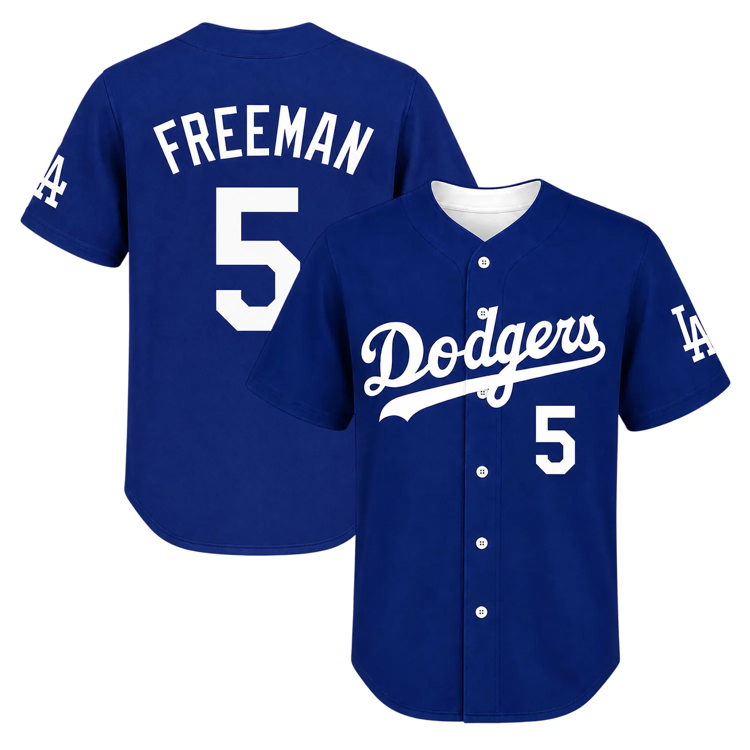 LA Dodgers Freddie Freeman Blue Jersey Bold Adult Kids