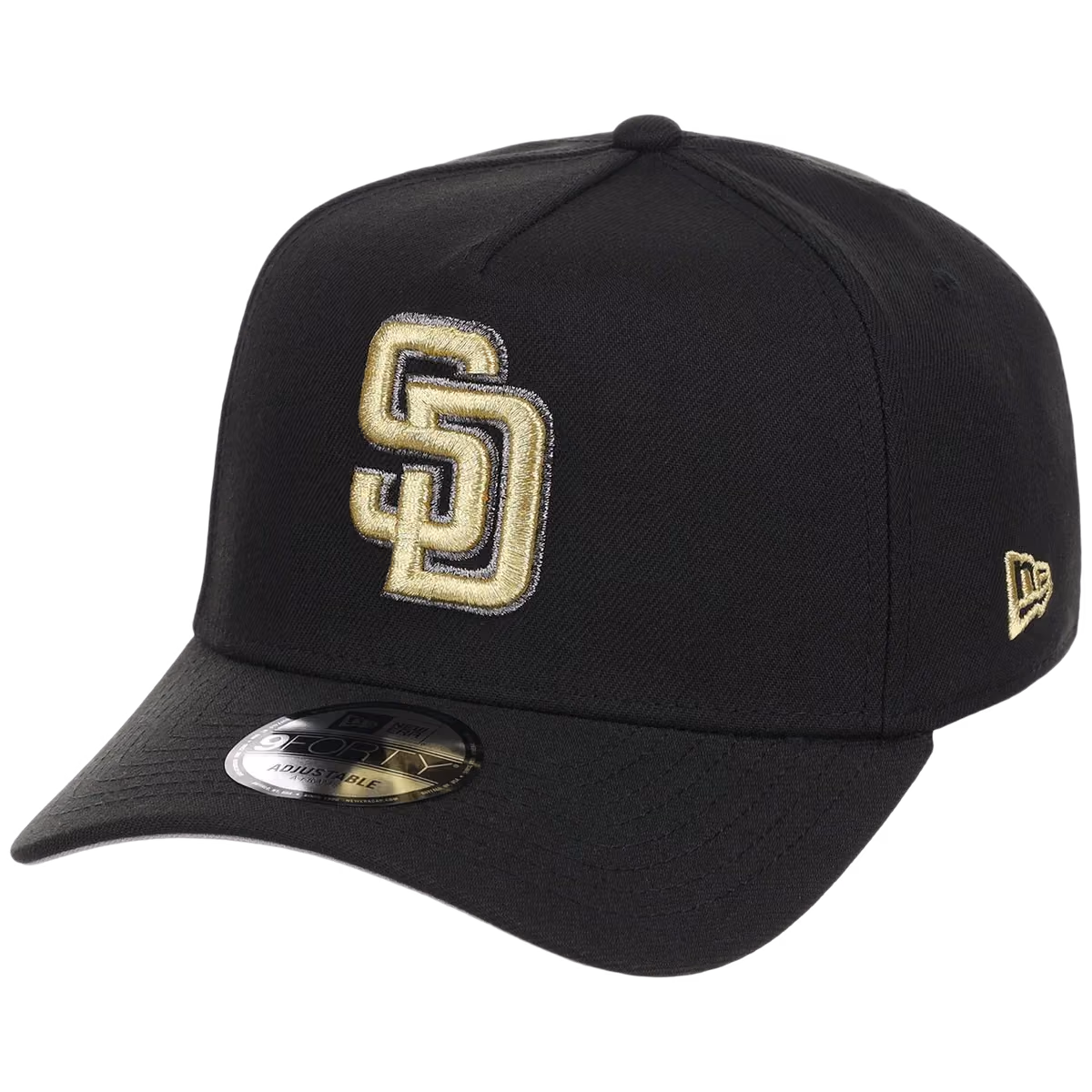 San Diego Padres MLB Black x Gold FASHION CORE New Era 9FORTY A-Frame detail view