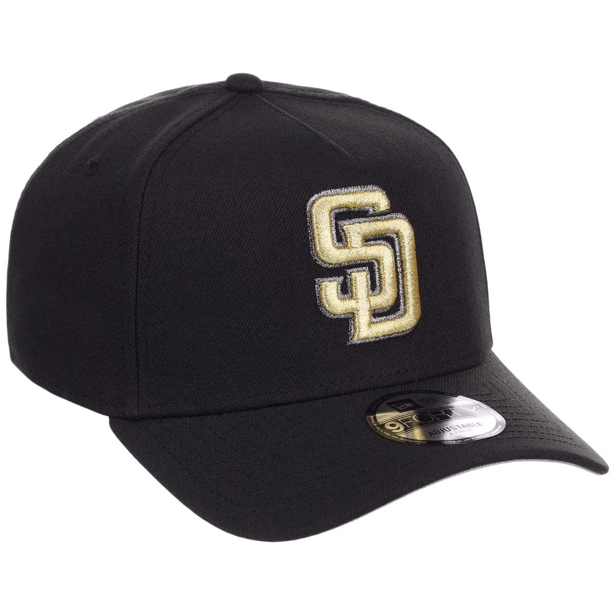 San Diego Padres MLB Black x Gold FASHION CORE New Era 9FORTY A-Frame front view