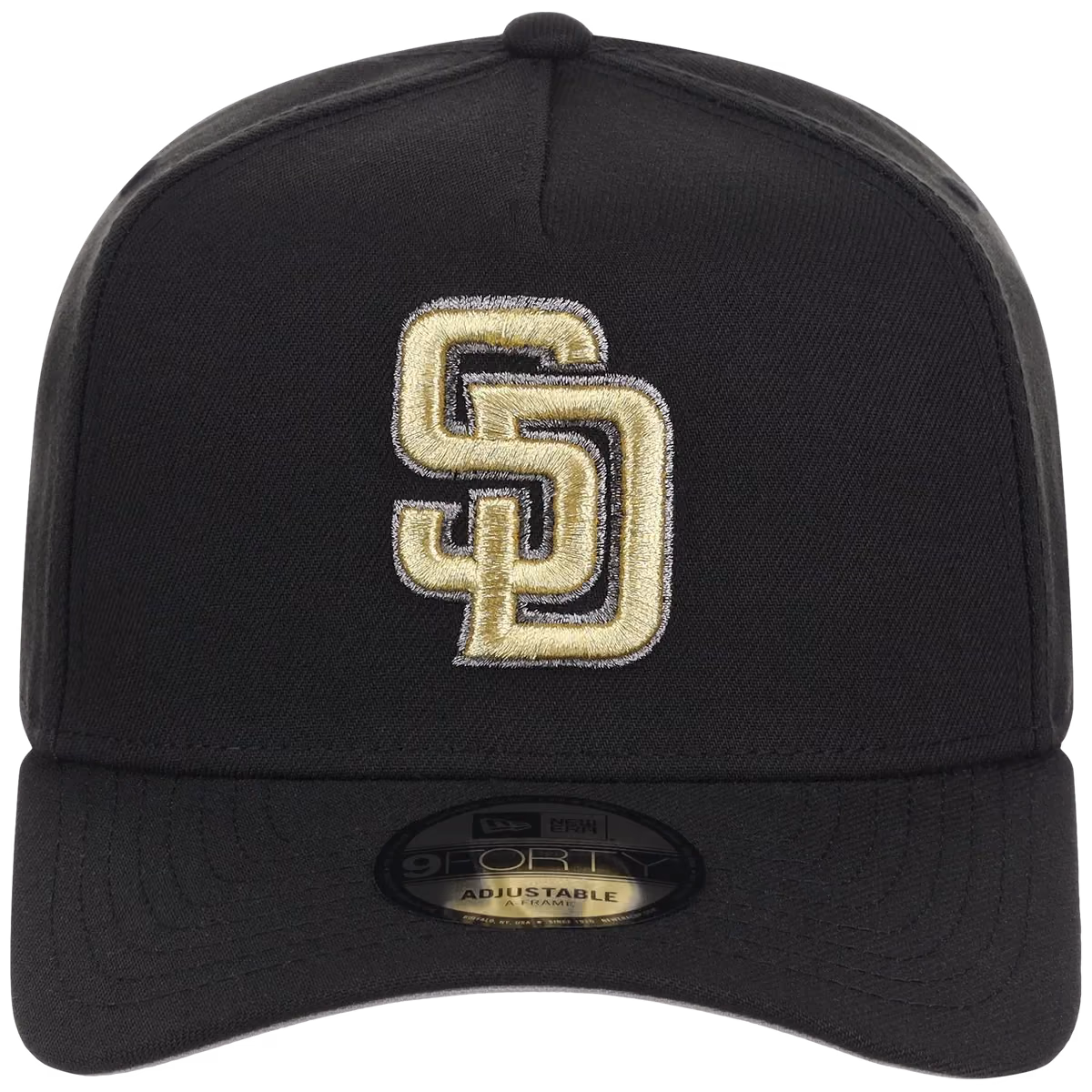 San Diego Padres MLB Black x Gold FASHION CORE New Era 9FORTY A-Frame detail view