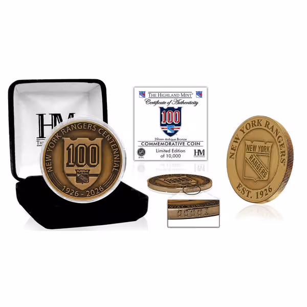 New York Rangers 100th Anniversary Antique Bronze Coin view 1