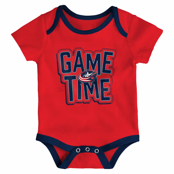 Columbus Blue Jackets Game Time NHL Baby Bodysuit Set (3-Piece) view 3