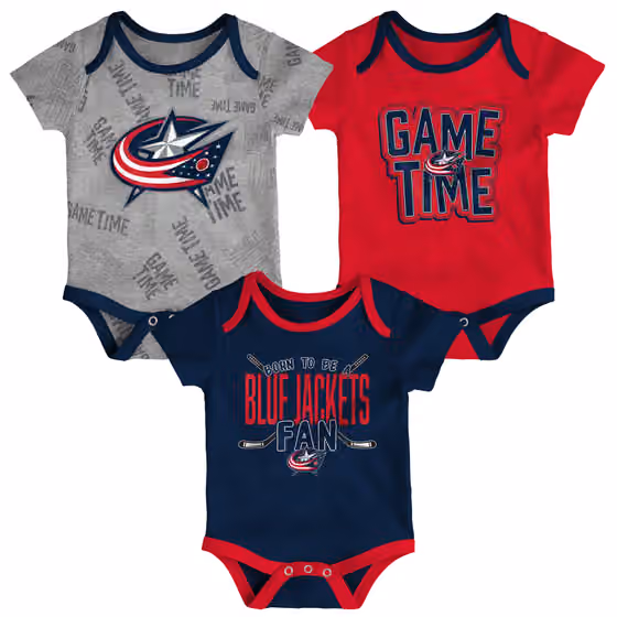 Columbus Blue Jackets Game Time NHL Baby Bodysuit Set (3-Piece) view 1