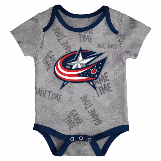 Columbus Blue Jackets Game Time NHL Baby Bodysuit Set (3-Piece) view 4