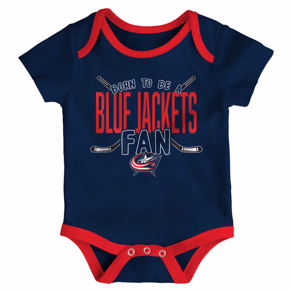 Columbus Blue Jackets Game Time NHL Baby Bodysuit Set (3-Piece) view 2