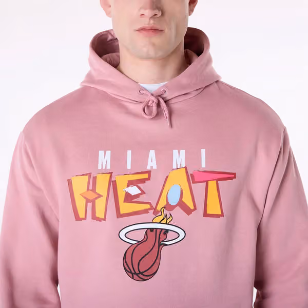 Miami Heat Block Graphic New Era Oversized NBA Hoodie Dark Pink view 3