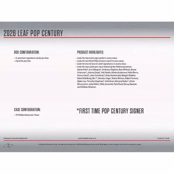 2026 Leaf Metal Pop Century Hobby Box view 5