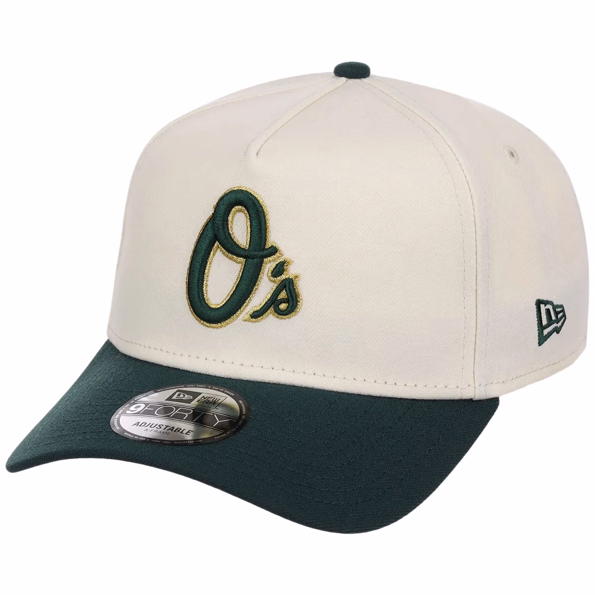 Baltimore Orioles MLB Chrome x Dark Green FASHION CORE New Era 9FORTY A-Frame detail view