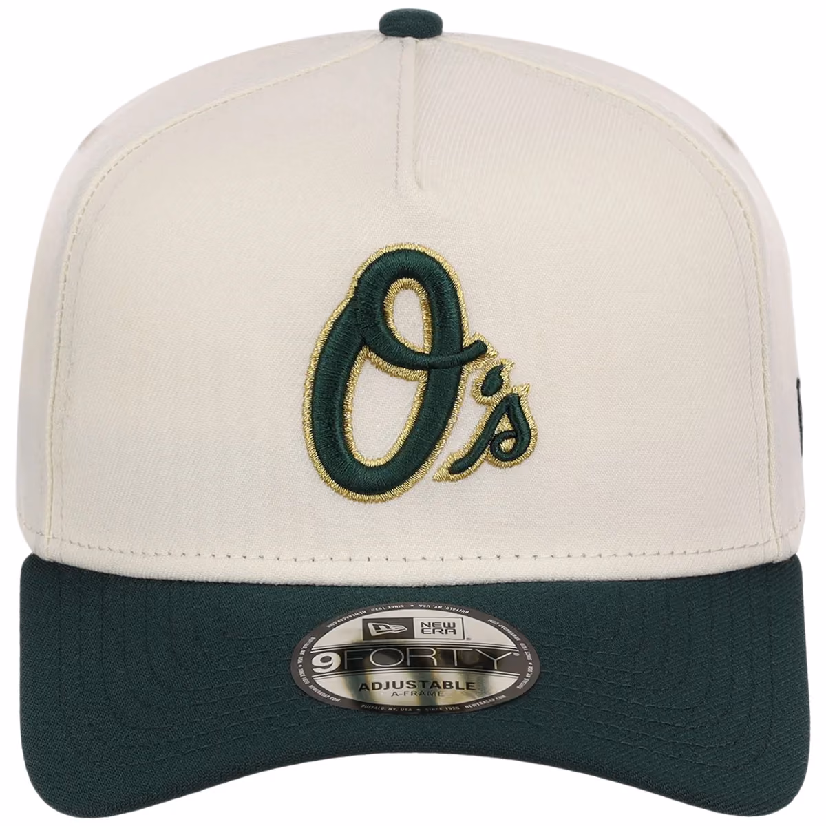 Baltimore Orioles MLB Chrome x Dark Green FASHION CORE New Era 9FORTY A-Frame detail view