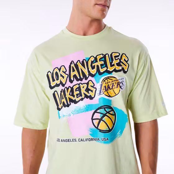 Los Angeles Lakers Retro New Era Oversized NBA T-Shirt Yellow view 5
