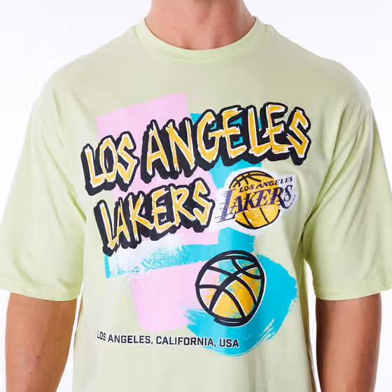 Los Angeles Lakers Retro New Era Oversized NBA T-Shirt Yellow view 4