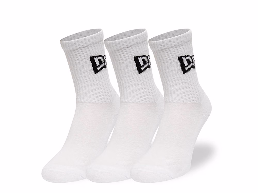 New Era Flag Crew White Socks 3 Pair 43-46 CM front