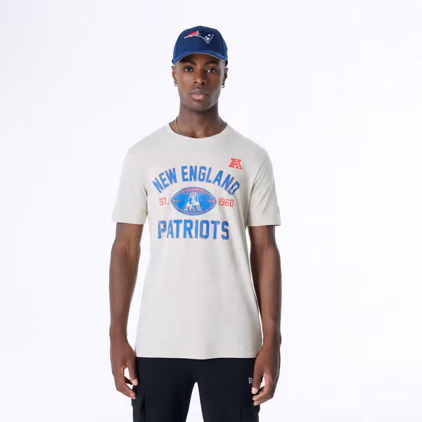 New England Patriots Historic 2024 New Era 3rd Down NFL T-Shirt Stone view 1