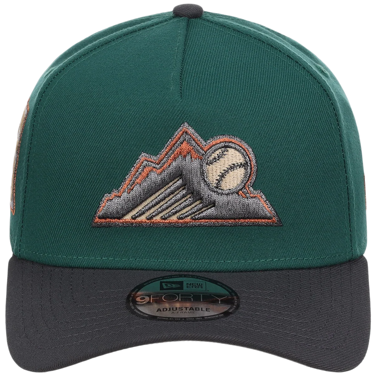 Colorado Rockies MLB Emerald Graphite New Era 9FORTY detail view