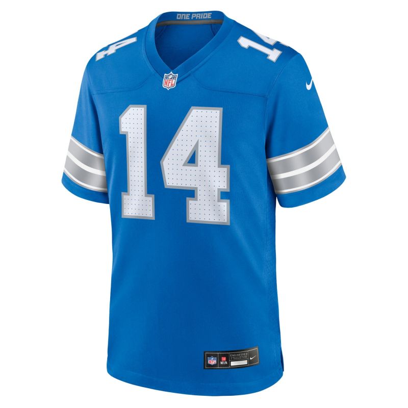 Amon-Ra St. Brown #14 Detroit Lions Nike Game NFL Jersey Blue view 2